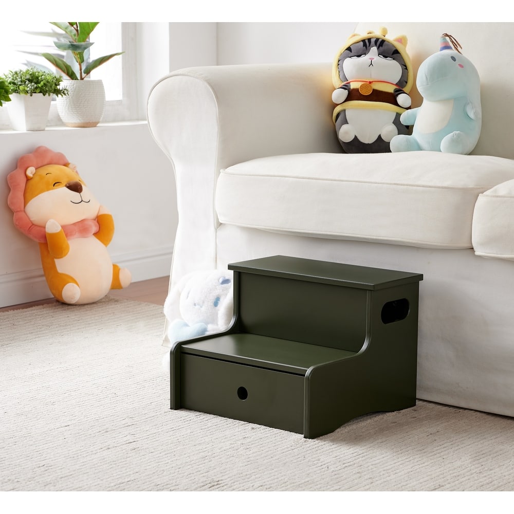 Lylia Collection MDF Wood 2-Step Kids Stool with Storage