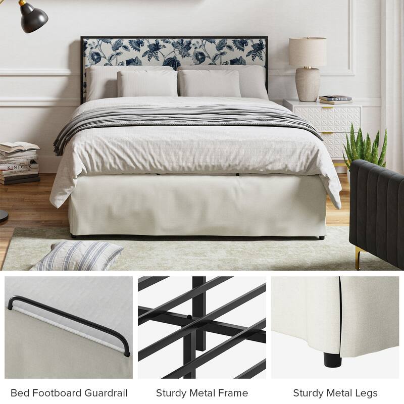 Oliver Modern Washable Slipcover Bed Upholstered Metal by HULALA HOME
