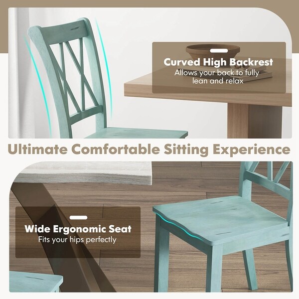 Costway Set of 2 Wood Dining Chair Cross Back Dining Room