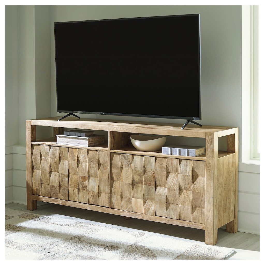 Signature Design by Ashley Hudwick Natural Brown Accent Cabinet - 68"W x 16"D x 30"H