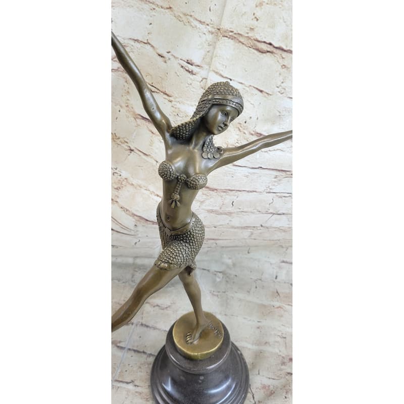 Stunning Bronze Art Deco Dancing Lady Signed Sculpture Figurine Figure Hot Cast