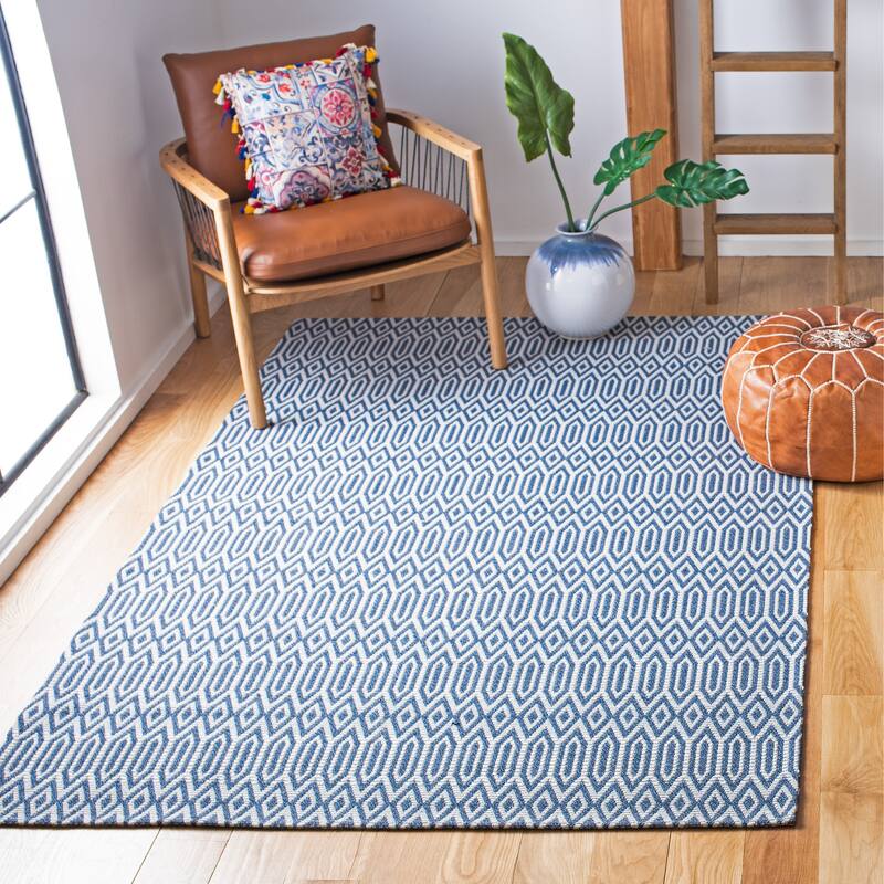 SAFAVIEH Augustine Rusty Contemporary Cotton Rug - 9' x 12' - Navy/Light Grey