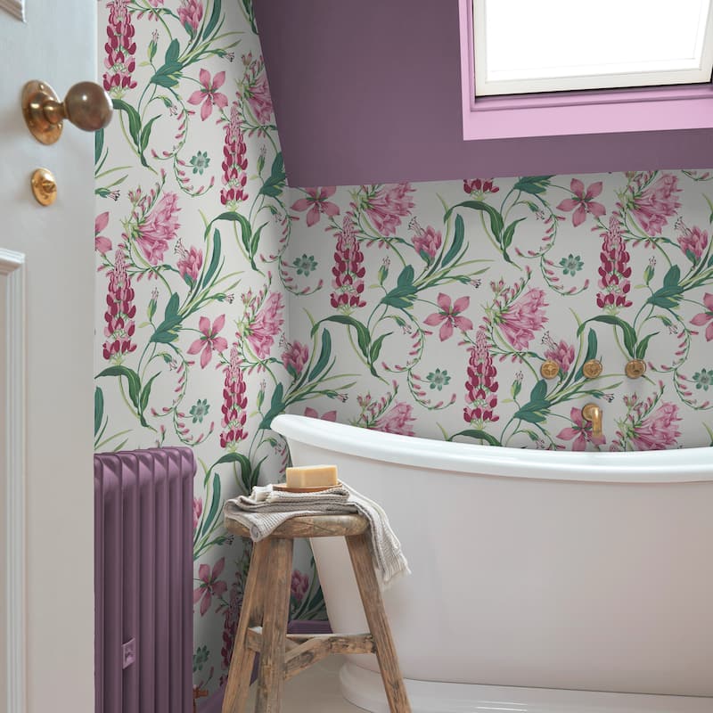 Graham & Brown Botanists Scroll Mauve Wallpaper