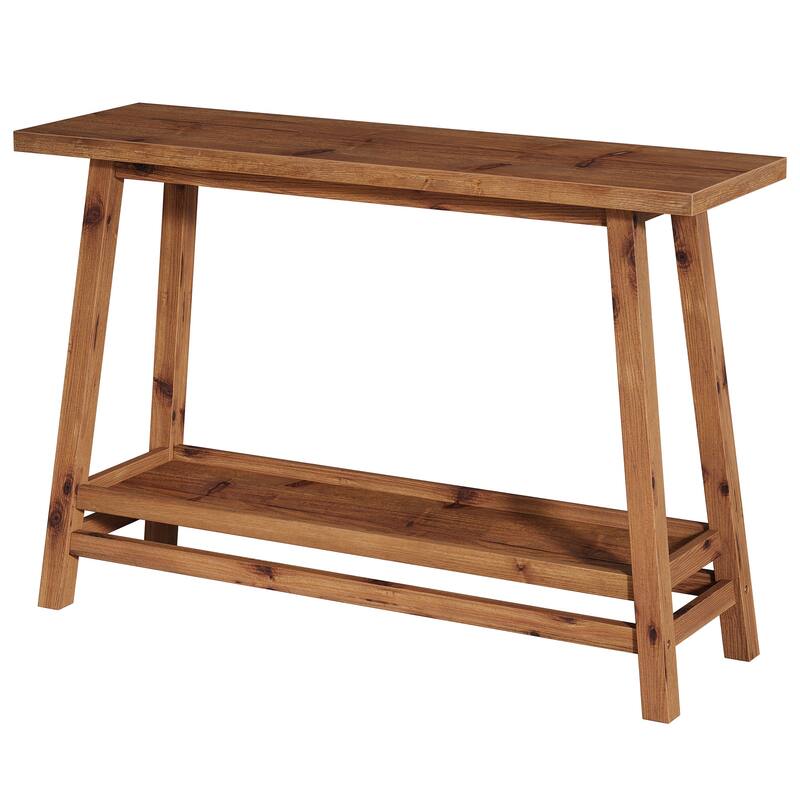 Solid Wood Console Table, 2-Shelf Entryway Table with Storage, Behind Couch Sofa Table Hallway Foyer Accent Table
