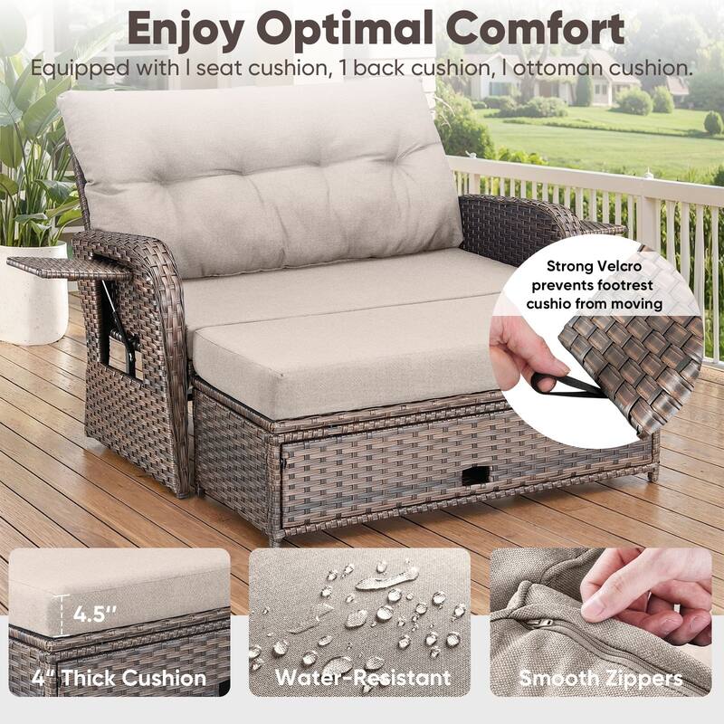 Outdoor Patio Double Lounge Chair without Ottoman