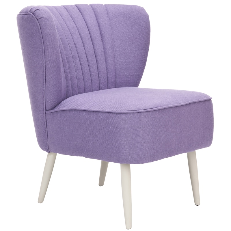 SAFAVIEH Lauryne Mid-Century Rainbow Striped Accent Chair - 24.4" x 28.3" x 29.9" - 24"W x 28"D x 30"H - Purple