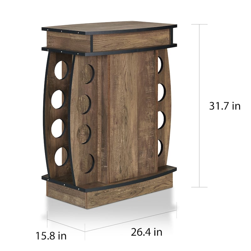 DH BASIC Rustic Oak Multi-storage Bar Cabinet by Denhour