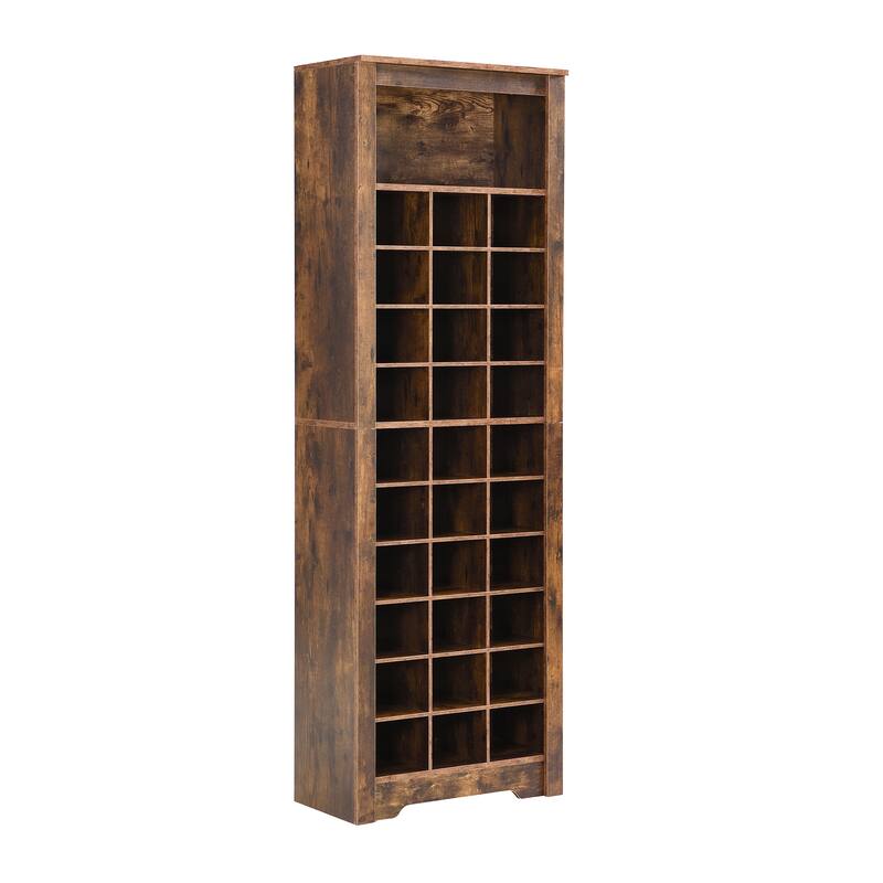 Free Standing 30 Shoe Cubby Console with Multiple Storage Capacity