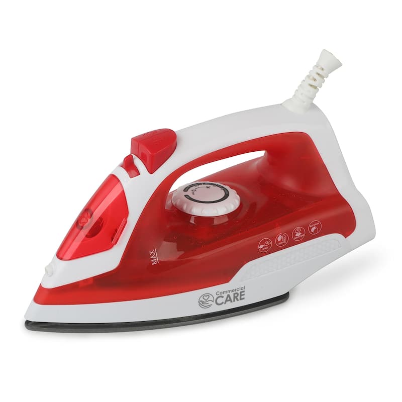 COMMERCIAL CARE Steam Iron, 1200 Watt Portable Iron,Red - Red