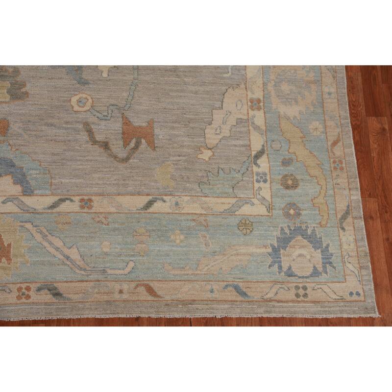 Hand Knotted Oriental 100% Wool Carpet Transitional All-Over Greys & Charcoal Oushak Area Rug - 11' 8'' X 8' 11''
