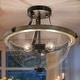 preview thumbnail 1 of 6, Modern Farmhouse 3-Light Faux Wood Semi-Flush Mount Bowl Glass Shade - W13.3"x H12.6"
