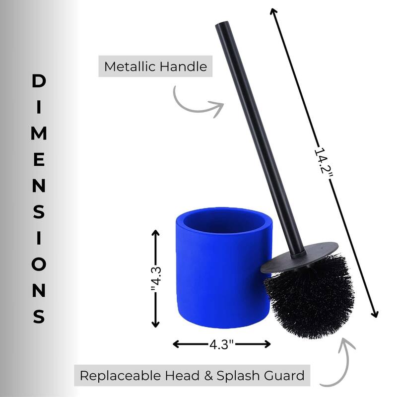 Concrete Cement Toilet Bowl Brush with Holder, Durable Bathroom Accessory Set - 4.3 L x 4.3 W x 14.2 H