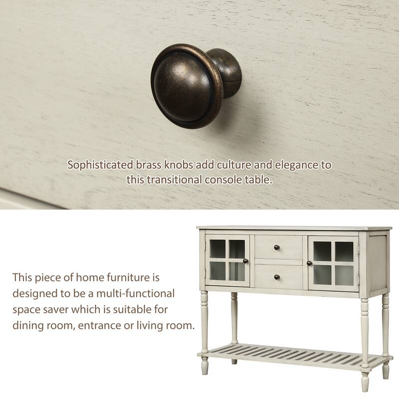 Storage Sideboard Coffee Bar Cabinet with Brass Knobs, Glass Doors, and Bottom Shelf for Dining Living Room, Hallway, Entrance