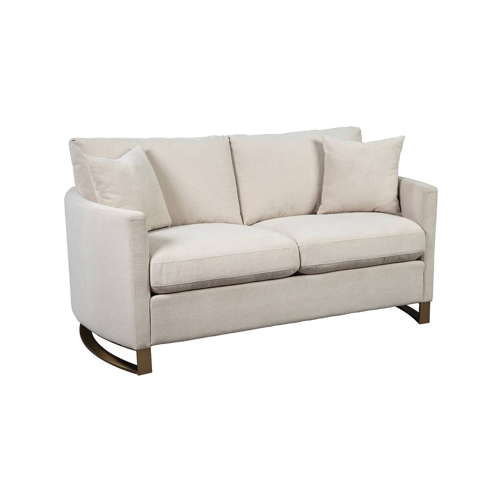 Upholstered Arched Arms Loveseat In Beige
