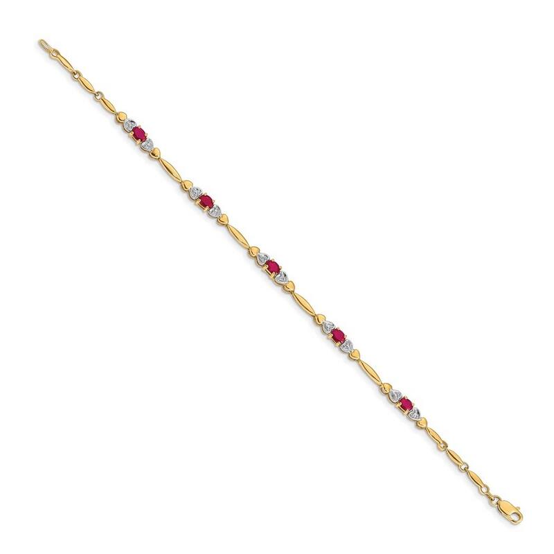 Curata 14k Diamond and Composite Ruby Bracelet