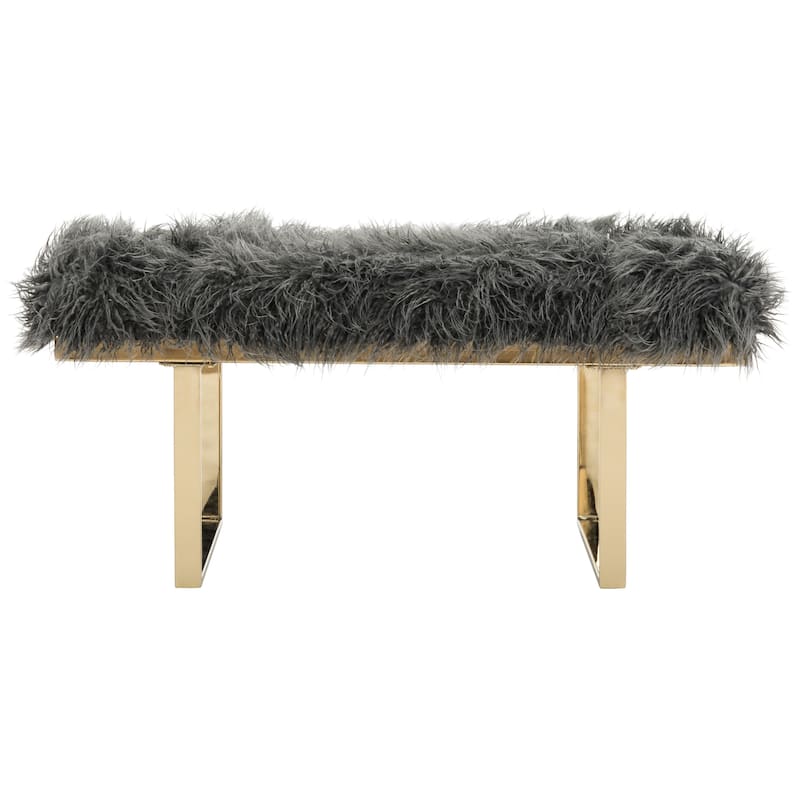 SAFAVIEH Cassandra Grey Faux Sheepskin Bench - 38Wx18Dx17H