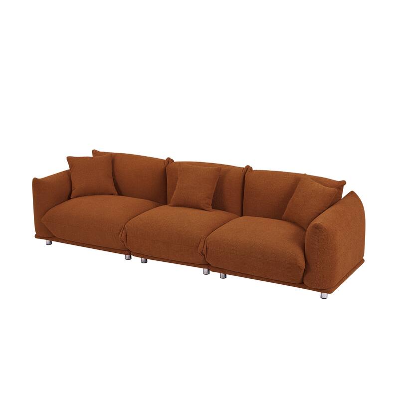 Modern 111" Oversized 3-seater Sofa with Metal Legs and Solid Wood Frame for Living Room