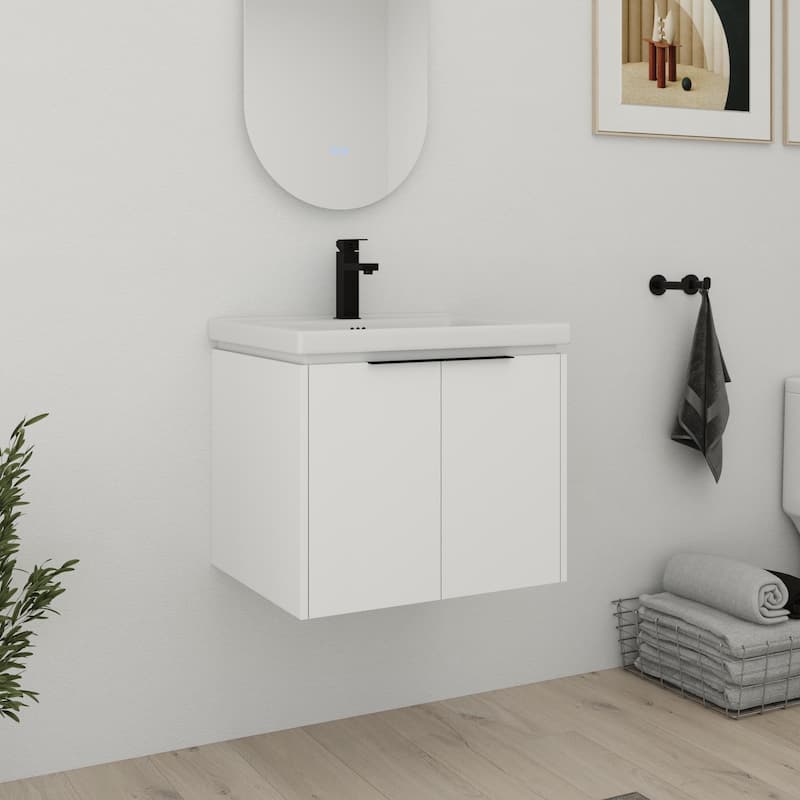Bathroom Vanity With Sink In 24/36/48/60/72/84 Inch, Floating Bathroom Vanity With Soft Close Door and Shelf