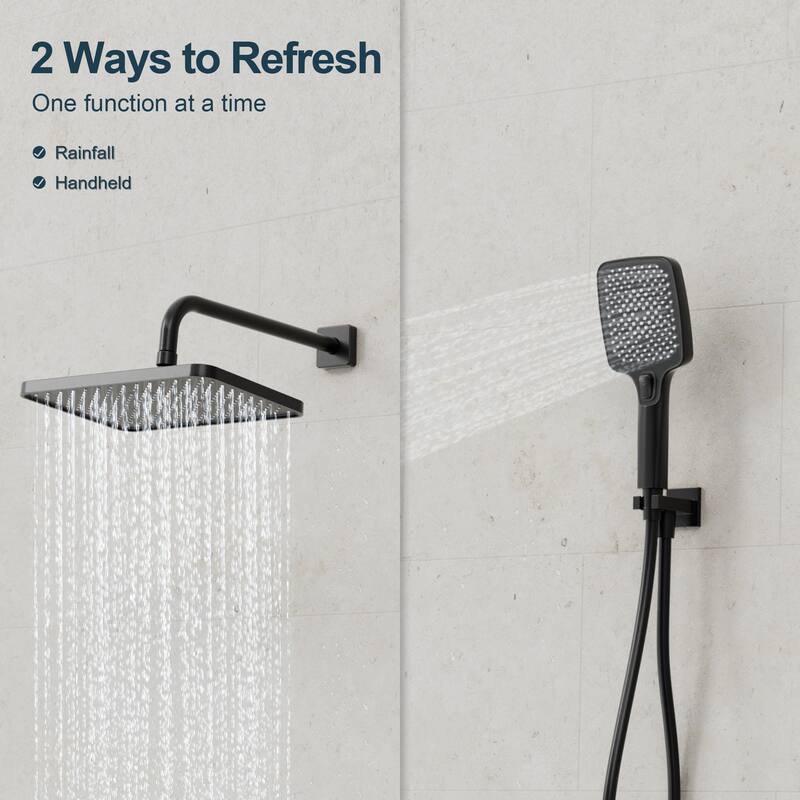 GRANDJOY 12'' Shower Head Rainfall Shower System with 3-Function Handheld Shower