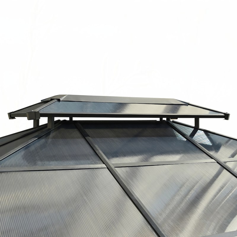 10'x12' Hardtop Heavy Duty Double Roof Patio Gazebo(Beige)