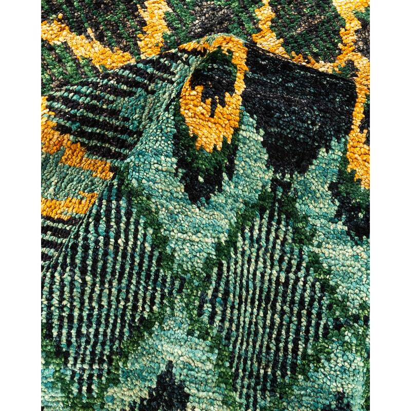 Overton Hand Knotted Wool Vintage Inspired Modern Contemporary Modern Black Area Rug - 5' 10" x 8' 10"