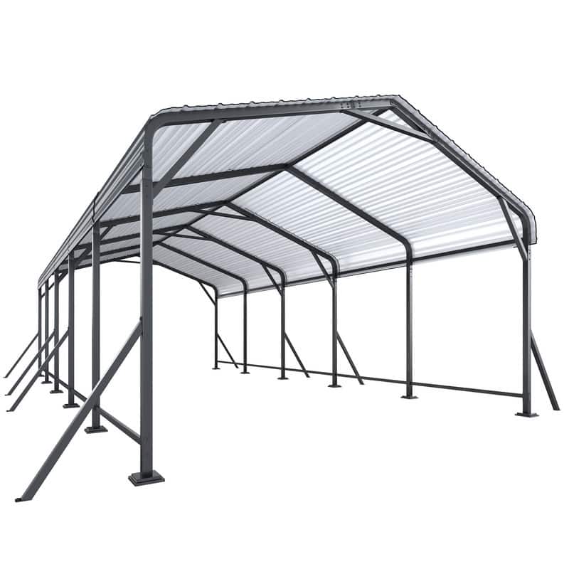 EROMMY Heavy Duty Metal Carport with Extra Support Poles, UV & Waterproof Car Canopy for Outdoor Vehicle Shelter