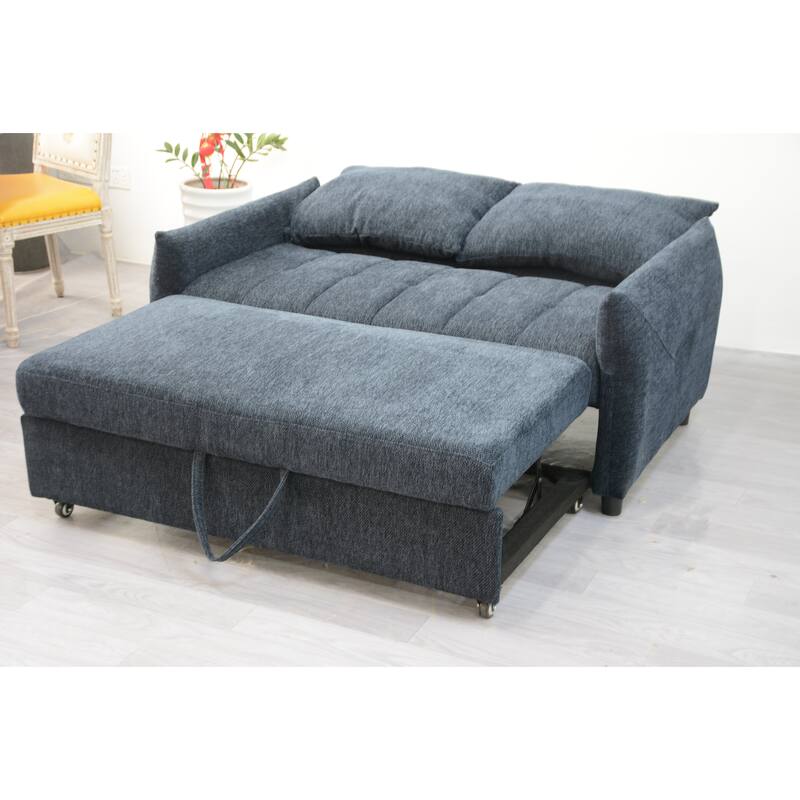 Loveseat Convertible Pull-out Sleeper Sofa Bed, Adjustable Backrest Futon Couch Sleeper Recliner Sofa Couch for Living Room