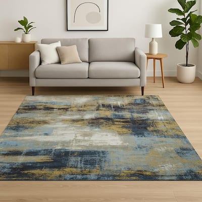HomeRoots Abstract Contemporary Rectangle Area Rug - 120.00 in. x 96.00 in. x 0.25 in.