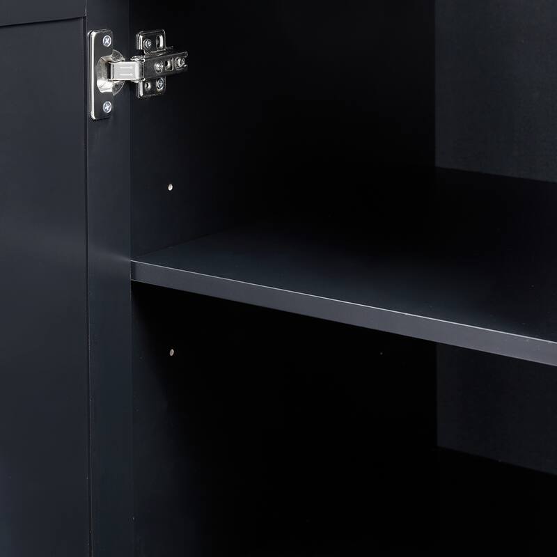 Freestanding Floor Storage Cabinet with 3 Door, 3 Drawers, Long Bar Handles and Adjustable Shelf for Office Living Room Bathroom