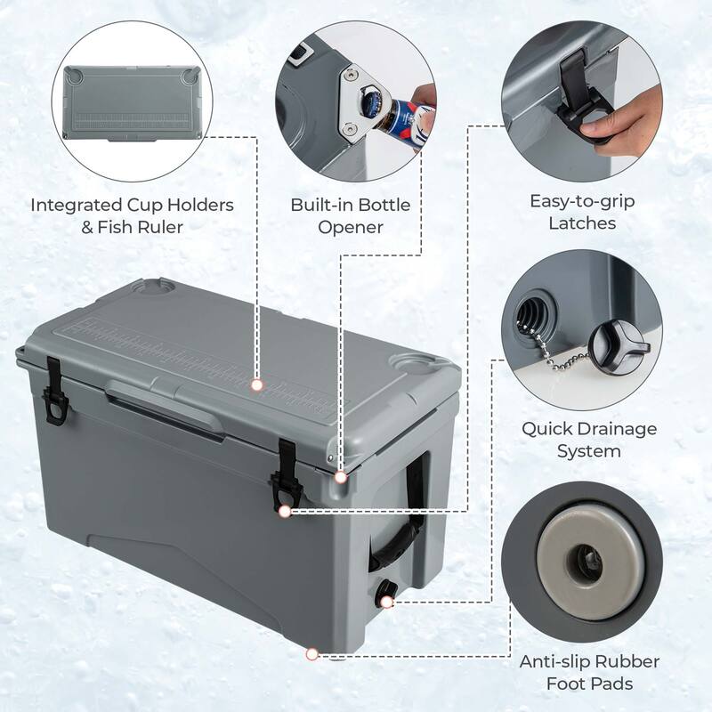 50 QT Rotomolded Cooler Portable Ice Chest Ice Retention for 5-7 Days