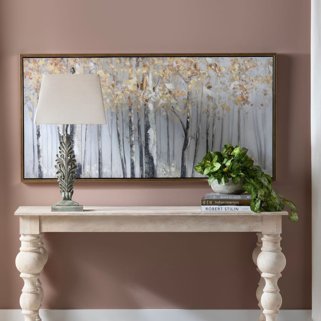 Aspen Canvas Wall Art with Gold Frame - Yellow
