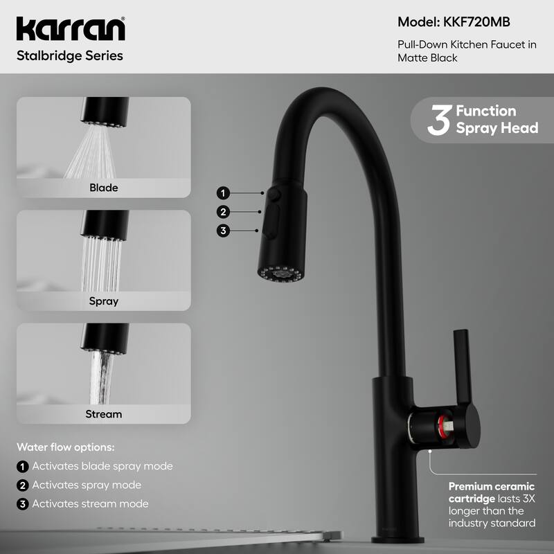 Karran Stalbridge Single Handle Pull-Down Sprayer Kitchen Faucet