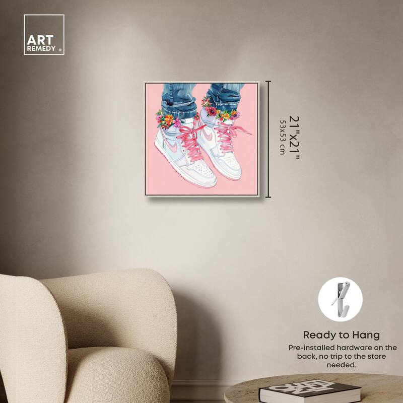 Blush Floral Bloom Sneakers Canvas by Art Remedy