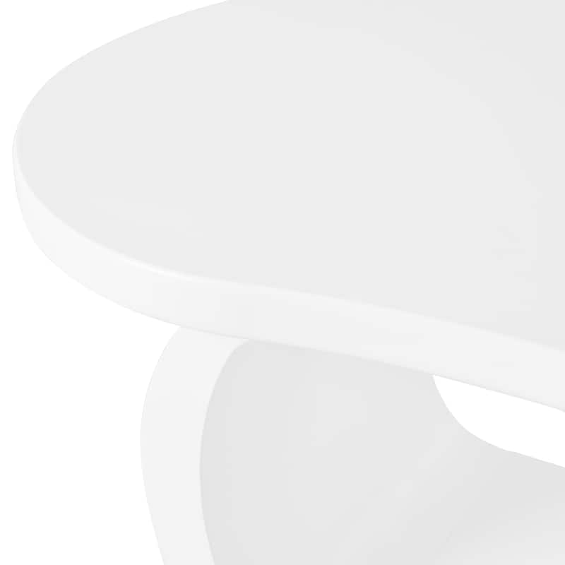 Modern Cloud Coffee Table with Thick Tabletop and Curved Legs, Cream Style Accent Table - 39.3" W × 23.6" D × 17.7" H