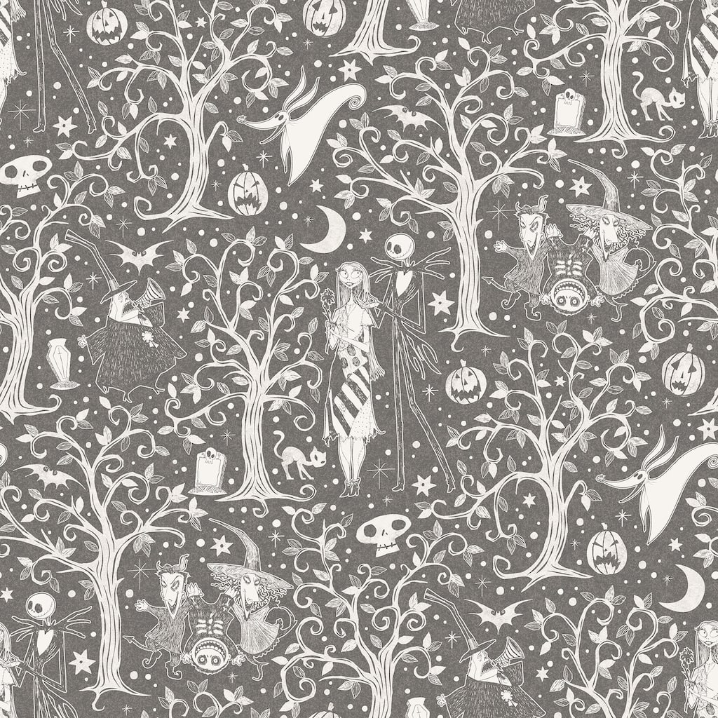 Disney Tim Burton's The Nightmare Before Christmas Grey Forest Peel and Stick Wallpaper by RoomMates