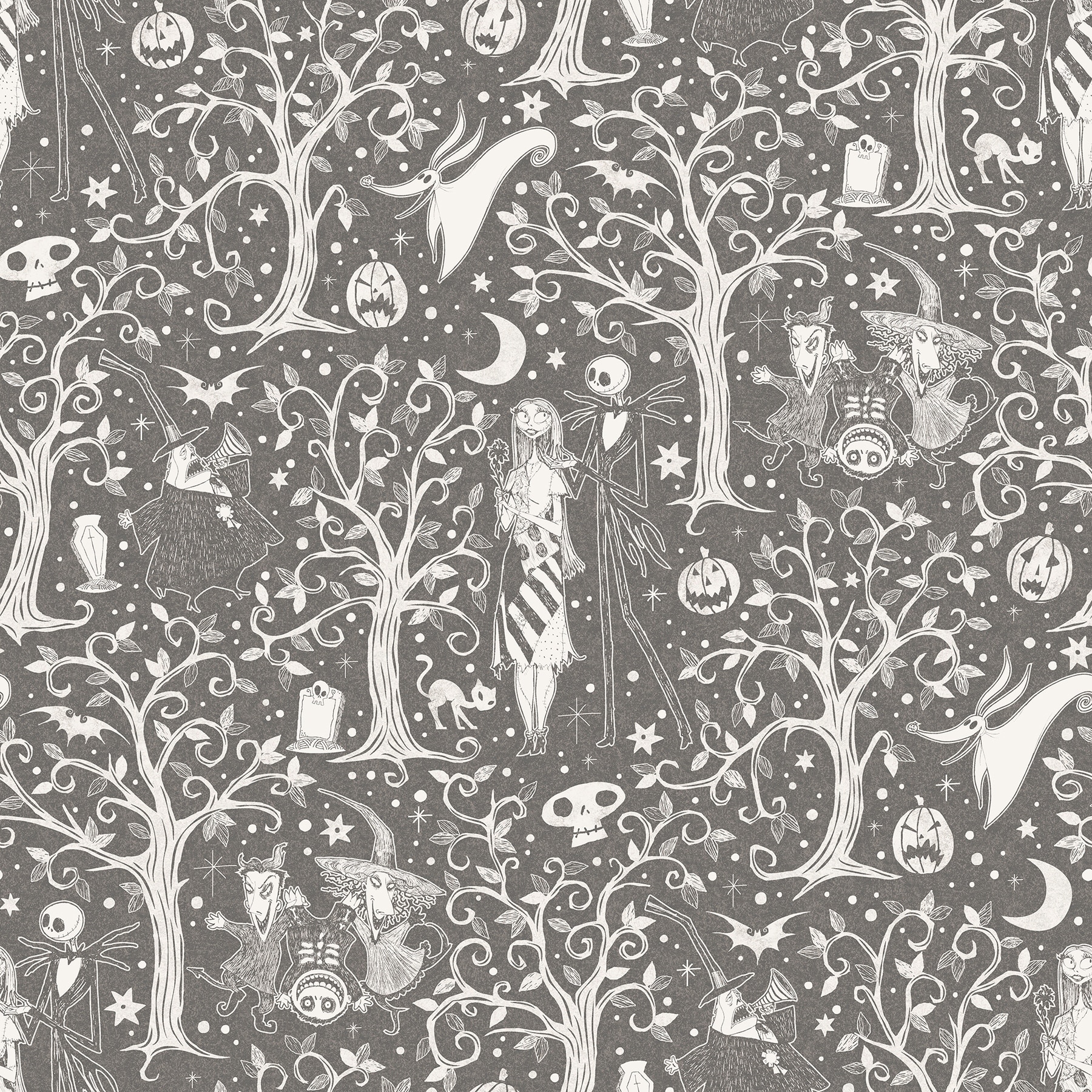 Disney Tim Burton's The Nightmare Before Christmas Grey Forest Peel and Stick Wallpaper by RoomMates