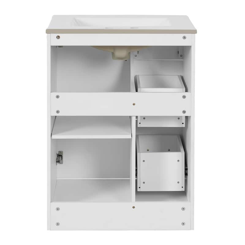24"Bathroom Vanity with Sink,Small Bathroom Sink Cabinet with 2 Drawers and Soft-Closing Door,Undermount Sink Cabinet