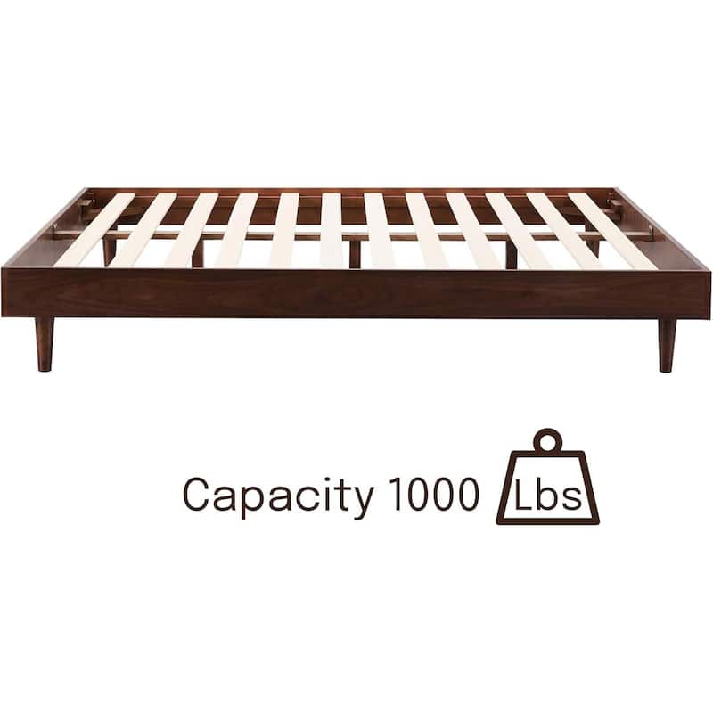Modern Wooden Platform Bed Frame with Floating Design