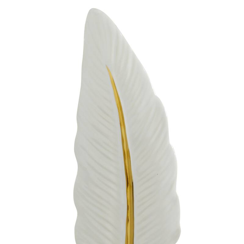 CosmoLiving by Cosmopolitan Gold Ceramic Feathers Bird Decorative Sculpture (Set of 2)
