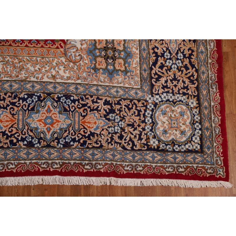 Hand Knotted Oriental 100% Wool Carpet Traditional Floral Red Kerman Area Rug - 15' 8'' X 11' 7''