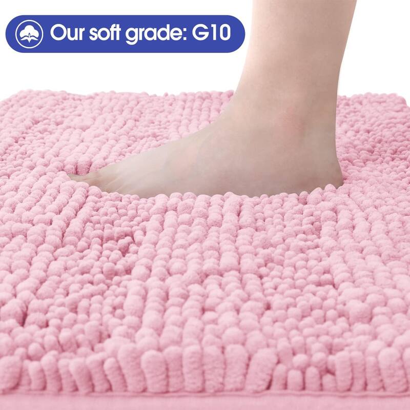 Ultra Soft Striped Non Slip Chenille Bathroom Rug Set 3 Pieces