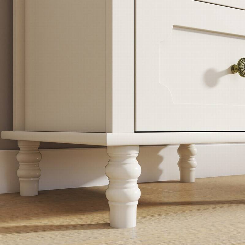 Modern 52.36" Wooden Buffet Cabinet with Glass Doors and Double Drawer for Living room, Dining Room Hallway Entryway