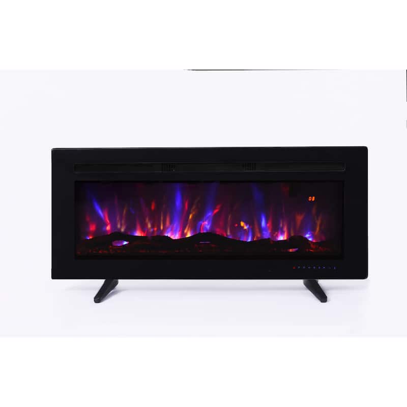 42.5" Slim Black Flat Wall Mounted Fireplace