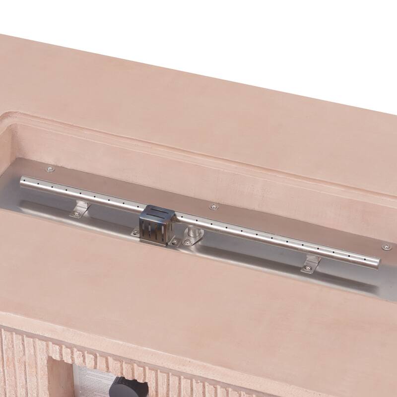 Christopher Knight Home - Lecce Outdoor 48.2" Rectangular MgO Fire Pit Table with 50,000 BTU Burner