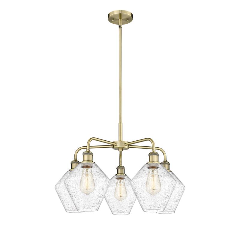 Innovations Lighting Cindyrella - 5 Light 8" Stem Hung Chandelier - Antique Brass/Seedy