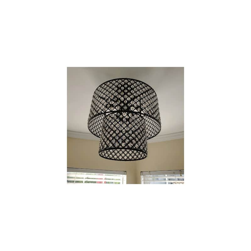 Modern 8-Light Pendant Chandelier - Black Finish Luxury Lighting Fixture - 15