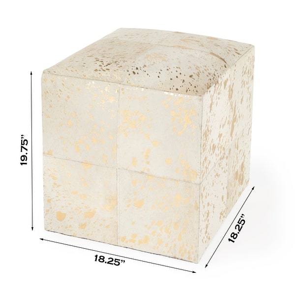 dimension image slide 0 of 3, Butler Victorian Hair on Hide Ottoman