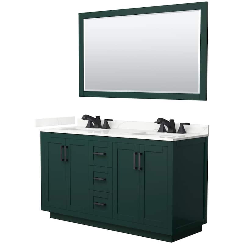 Wyndham Collection WCF292960D-QTZ-US3M58 Miranda 60" Free Standing - Green / Giotto Quartz Top / Matte Black Hardware