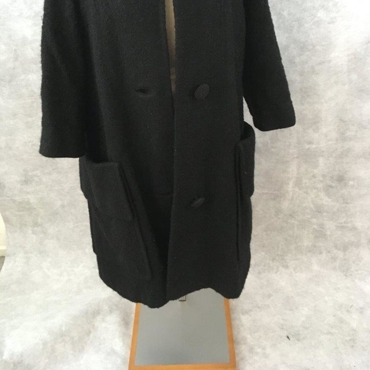 Shop Vintage 1950s Dressy Winter Jacket Coat Black Size M Button 3