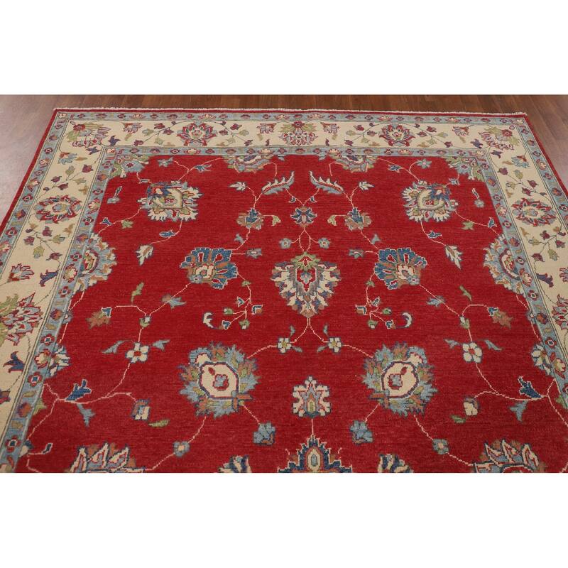 Red Oushak Oriental Area Rug Handmade Wool Carpet - 6'7" x 9'8"